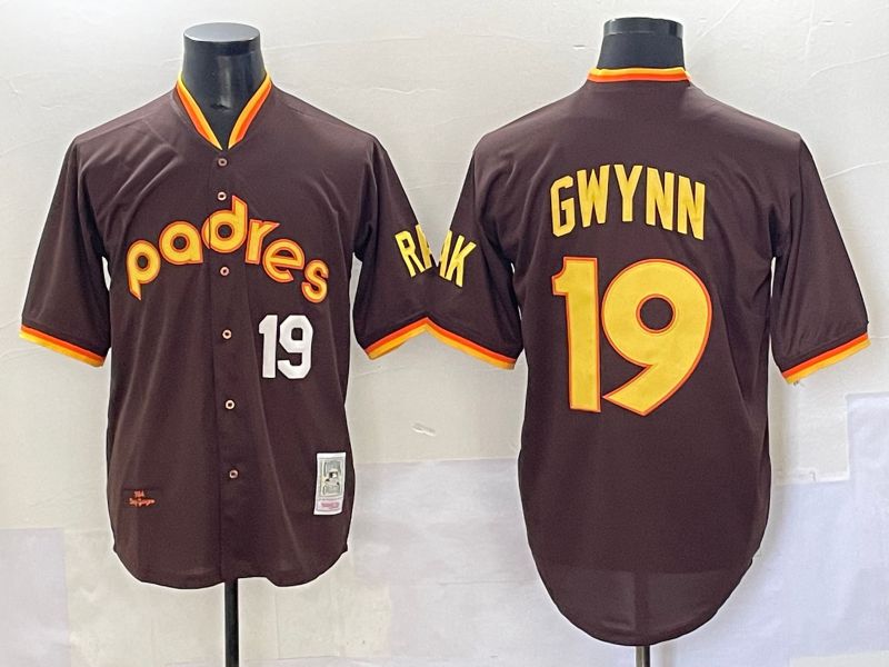 Men 2025 San Diego Padres #19 Gwynn Brown Throwback Nike MLB Jersey style 33